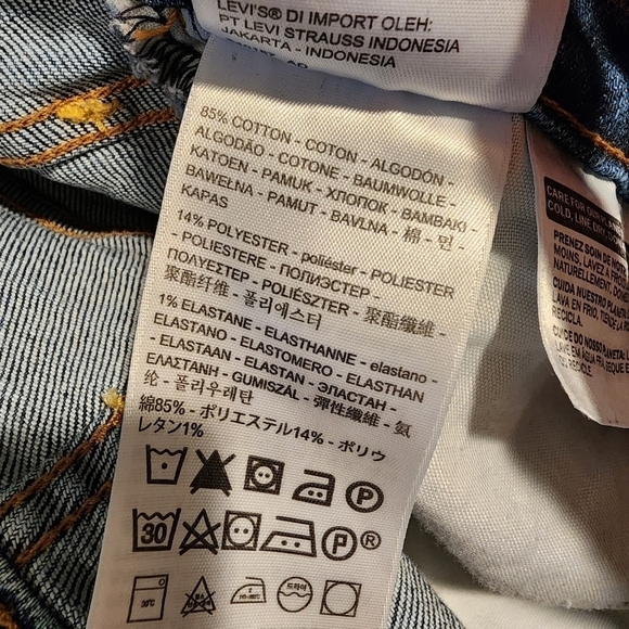 Levi's Wedgie Straight Leg Denim Jeans Distressed Busted Knee Mid Wash Raw Hem - Picture 7 of 12